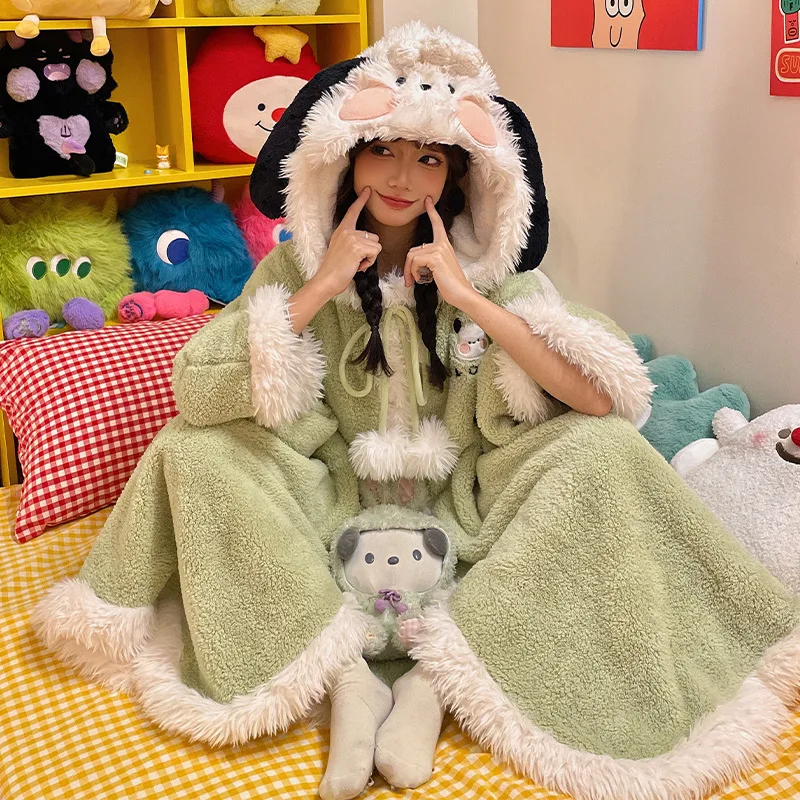 الكرتون الإناث Pochacco أفخم عباءة رداء Kawaii النساء أنيمي لطيف الفتيات منامة الخريف الشتاء زائد المخملية سميكة ملابس المنزل #1