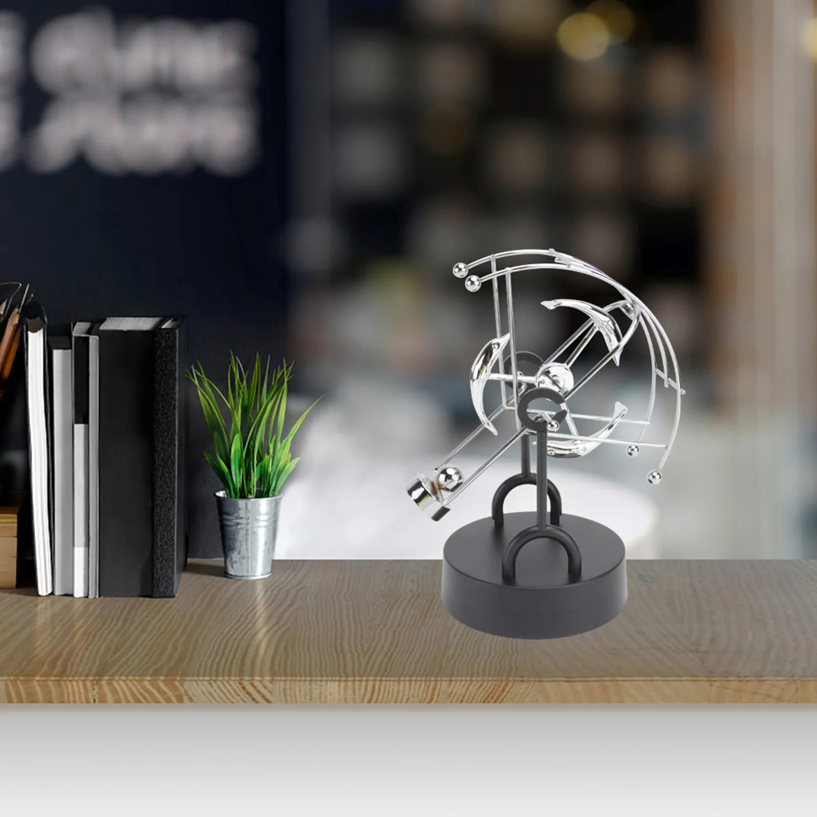 

1Pcs Perpetual Motion Desk Ornament Silver Solid Foundation Desktop Decoration Science Physics Classroom Office Motion Stress