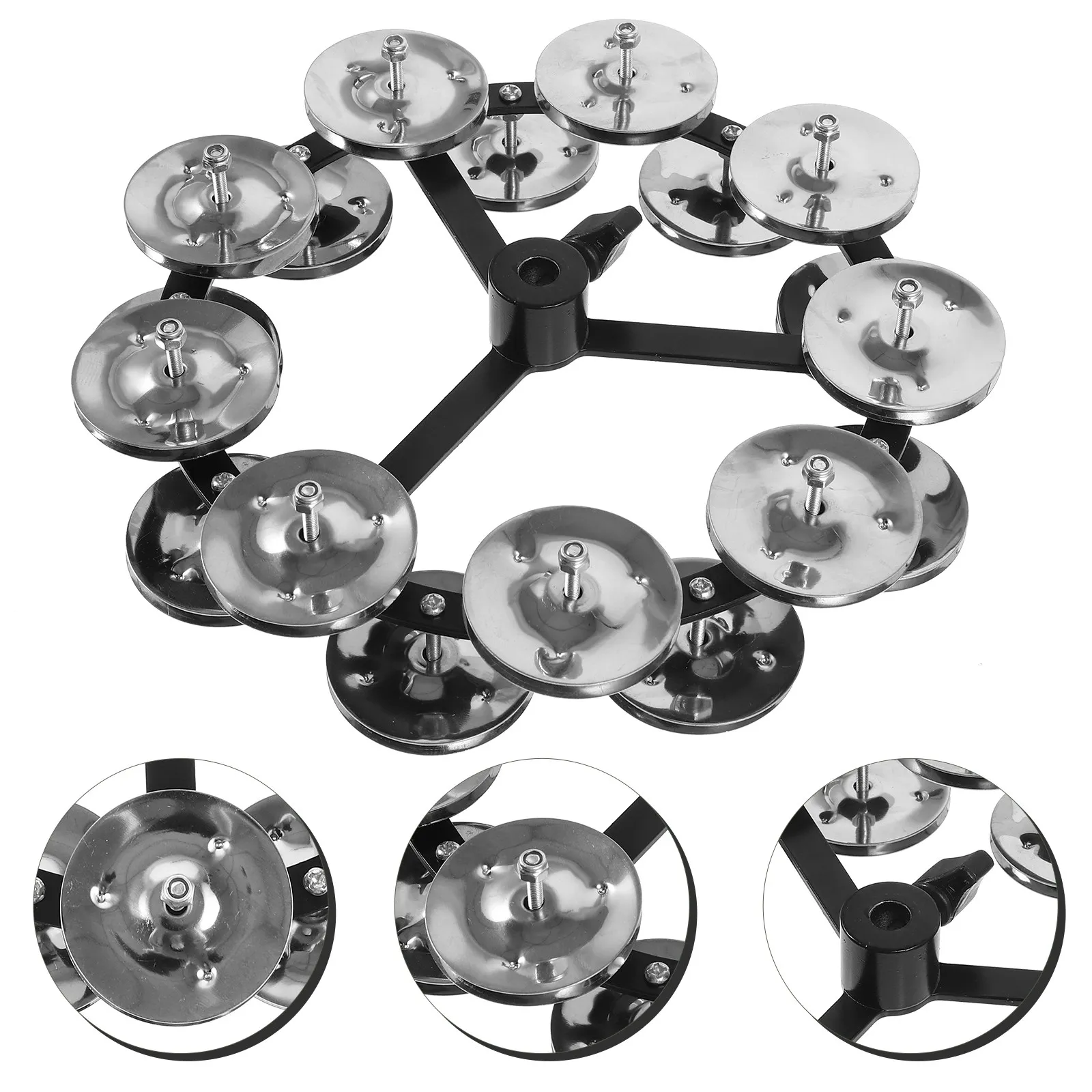 

Cymbal Metal Tambourine Double Row Drum Bell Plates Percussion Accessory Stylish Drum Set Cymbal Bell