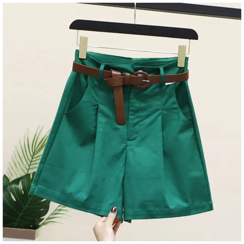 

2022 Summer New High Waist Loose Slim Workwear Wide Leg Shorts Women's Casual Straight Crop A-line Pants