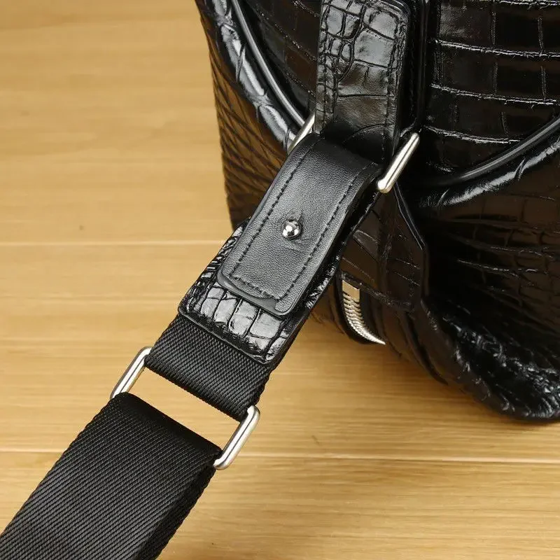 2025 Alligator Pattern Cow Genuine Leather Travel Bags Luxury Men Large Capacity Portable Male Shoulder Bags Brand Travel Duffle