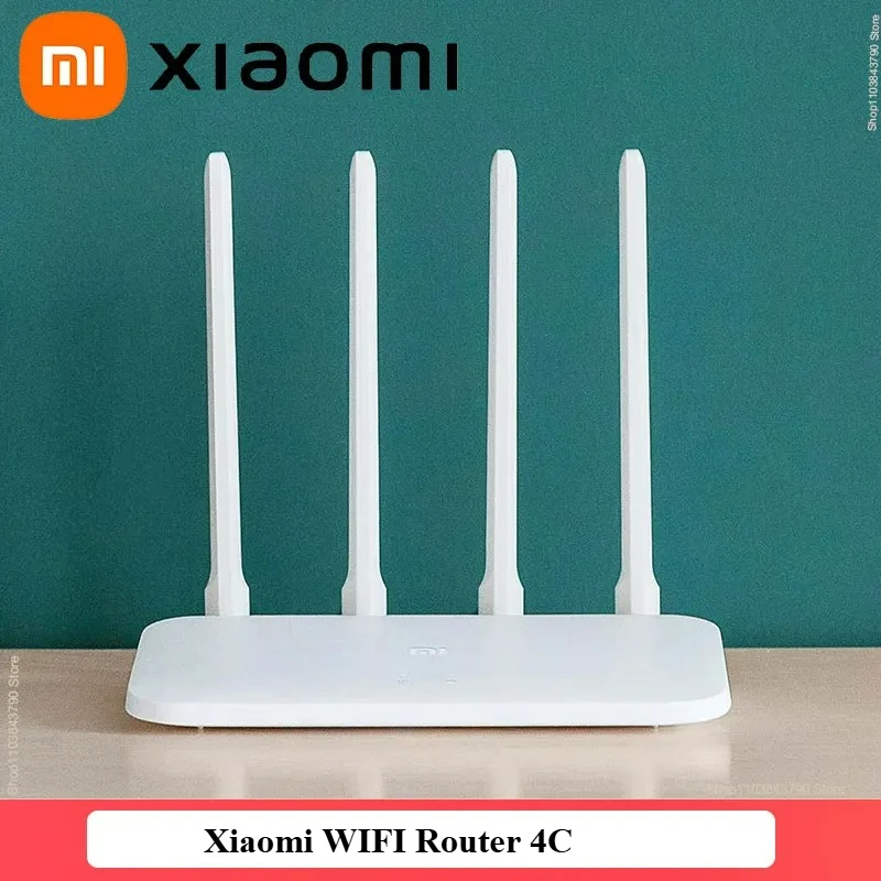 Original Xiaomi Mi WIFI Router 4C Roteador APP Control 64 RAM 802.11 b/g/n 2.4G 300Mbps 4 Antennas Wireless Routers Repeater