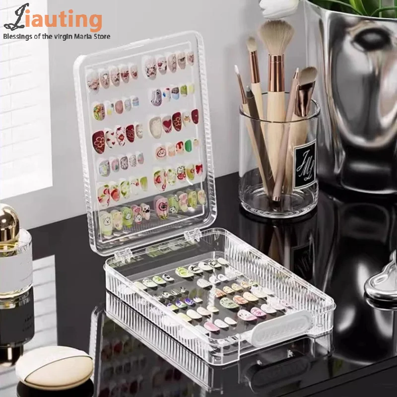 Scatola portaoggetti vuota per unghie Set di imballaggio per unghie finte per organizzatore di manicure Forniture per unghie con nastro adesivo biadesivo