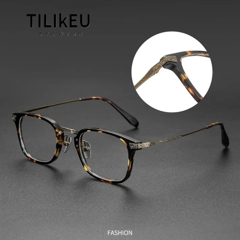 

Japanese Handmade Spectacle Acetate Titanium Retro Square Men's Glasses Frames Classic Larger Faces Eyeglasses High Quality