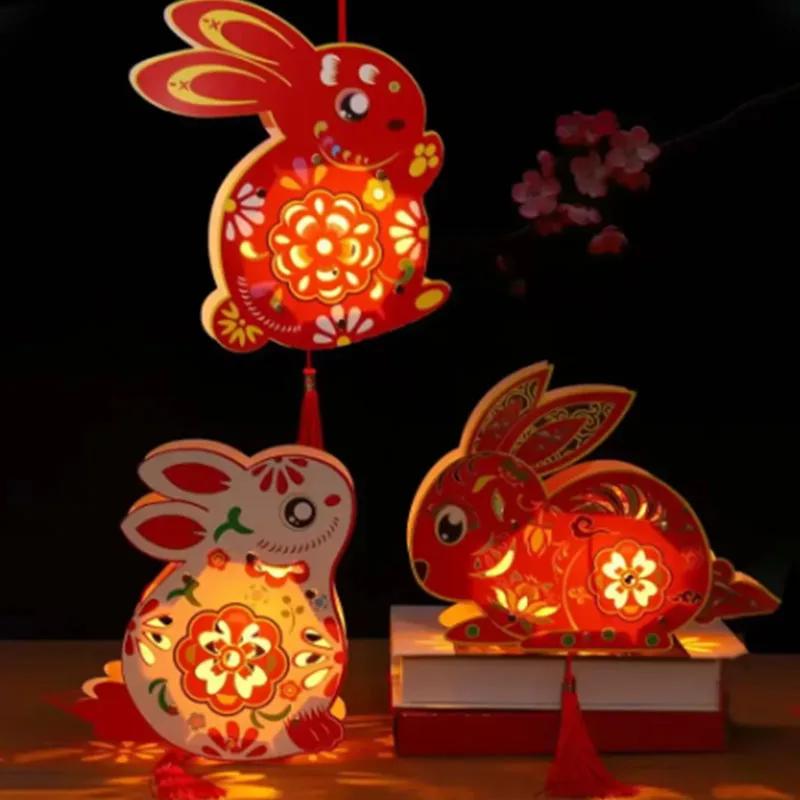 

1PCS Chinese Style Traditional Decorative Lantern Rabbit Luminous Ornaments Mid-Autumn Festival Chinese New Year Holiday Decor