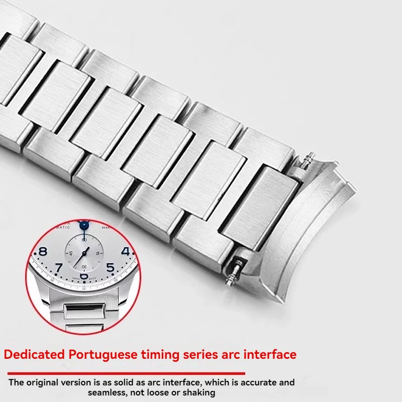 湾曲した端の時計チェーン IWC ポルトガル クロノグラフ シリーズ IW37617 ソリッド アーク 20 ミリメートル高品質ステンレス鋼メンズ時計ストラップ