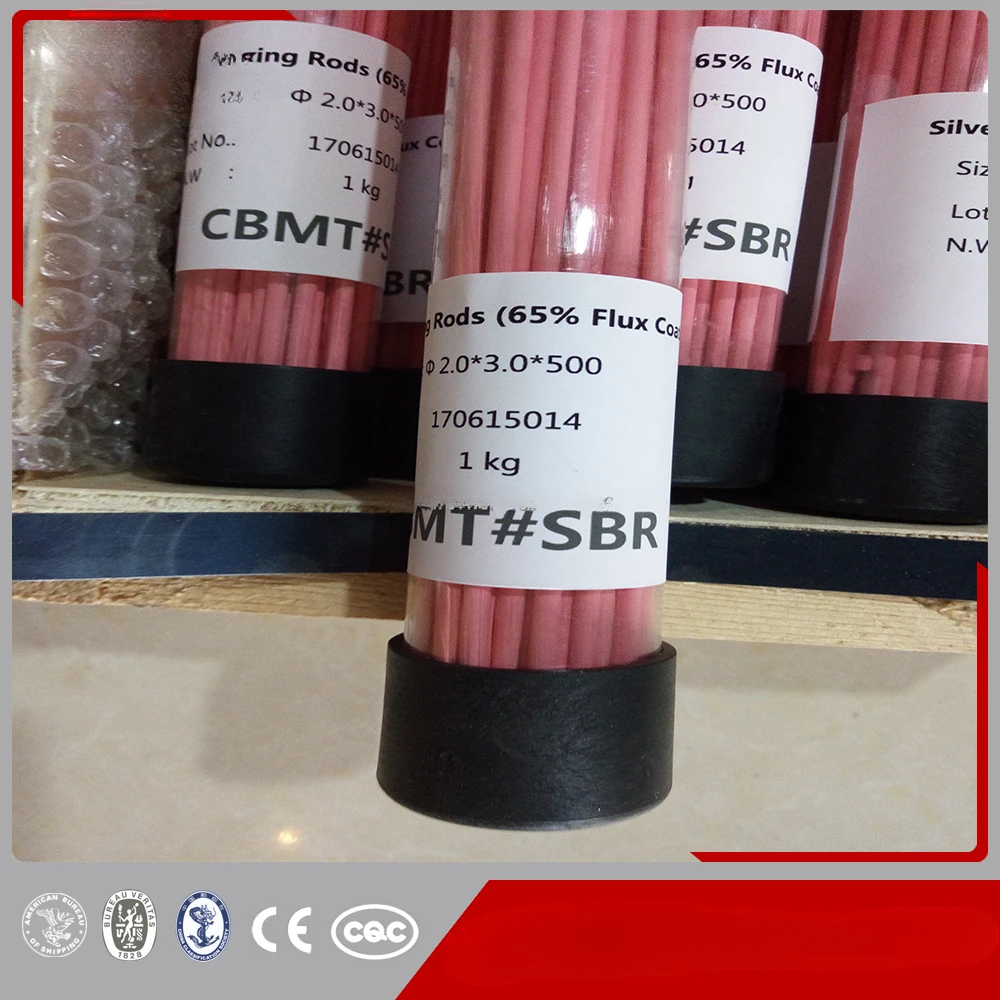 high pink flux coated silver welding solder rods 65ag 2mm