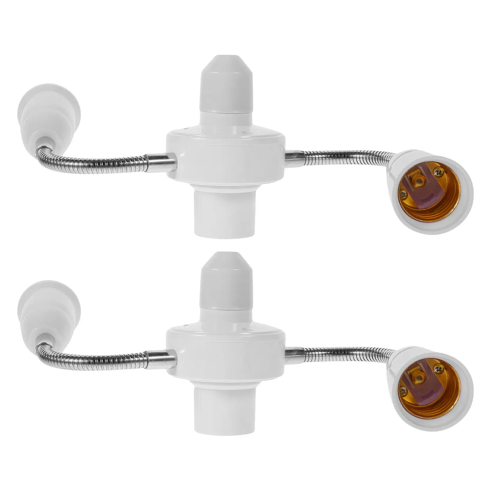 2Pcs 3 in 1 Light Socket Splitter Adapter Multi Head E27 Bulb Holder Extension Hose 360 Degree Rotatable Adjustable Lamp Socket