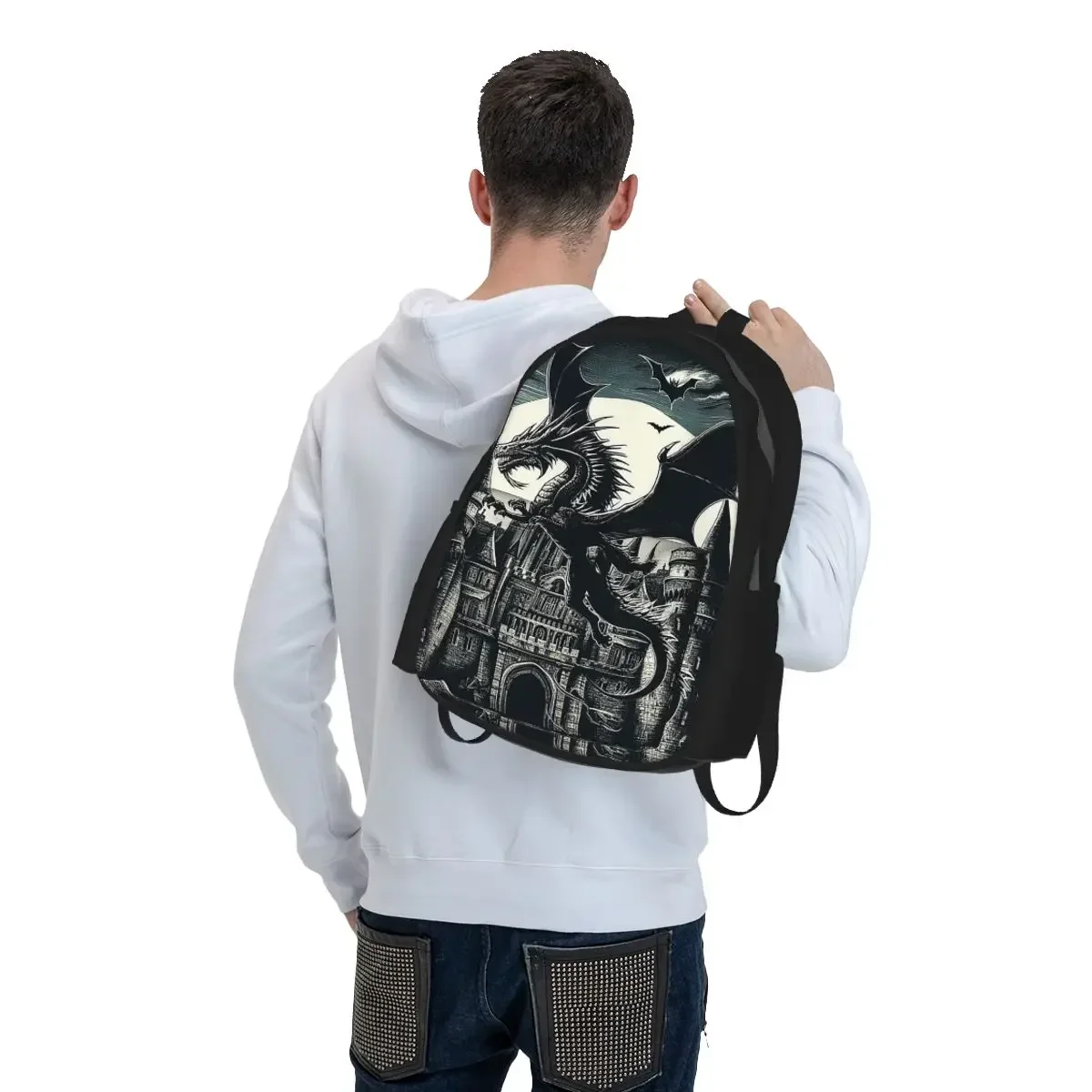 Fantasy Mythical Dragon And Castle Backpack Boys Girls BookBag Children School Bag Laptop Shoulder Bags for Men Women