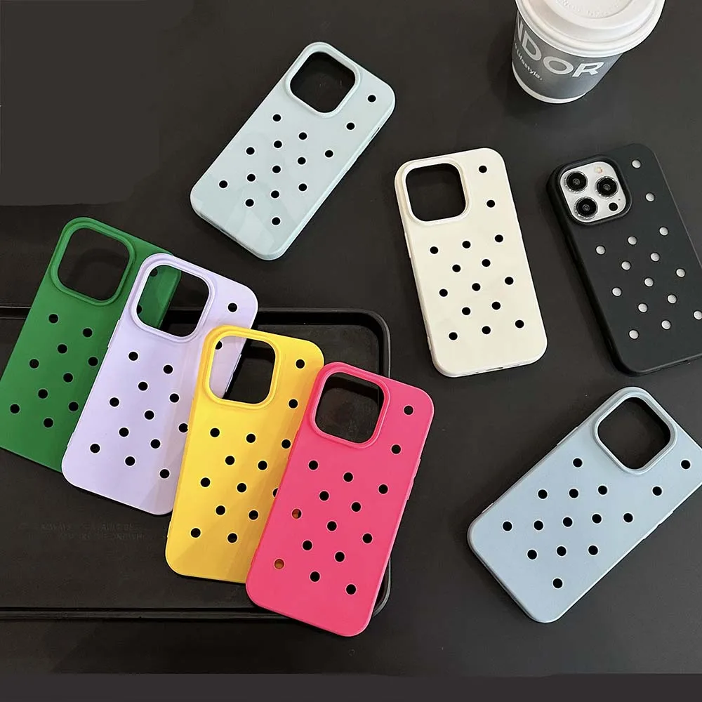 Skin Feeling Cool Hole Style Case For iPhone 15 14 13 12 11 Pro Max Plus Soft TPU Shockproof Fashion Cover Skin