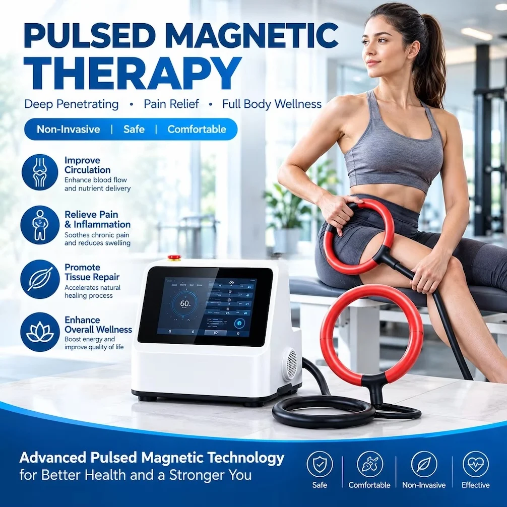 PEMF Pulse High-Frequency Electromagnetic Therapy Equipment with Replaceable Coils H300 for Knee Back Neck Pain Relief
