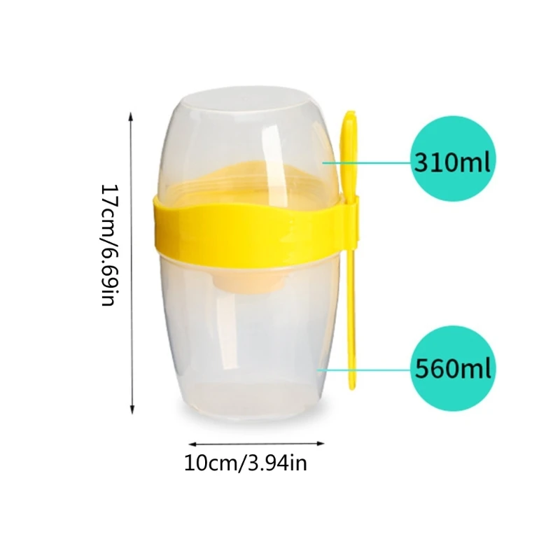 Travel Friendly Salad Cup Set Convenient Oatmeal Cup Yogurt Nut Fat-Reduced Vegetable Fruit Box Cup with Lid and Spoon