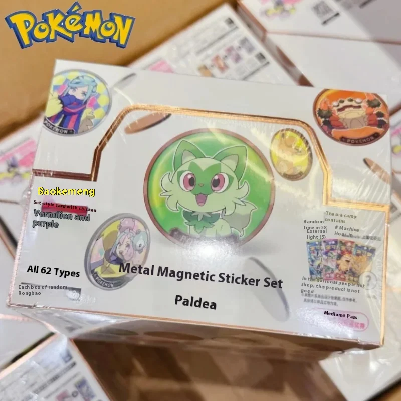 Original Pokemon Paldean Form Refrigerator Magnet Badge Metal Magnetic Adhesive Tape Peripherals For Fan Collection Gift