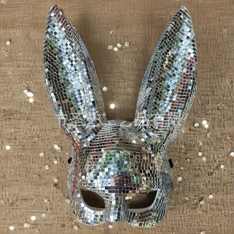 

Диско Зеркальная Маска Кролика Сверкающий Костюм Аксессуар Для Женщин Подростков Хэллоуин Вечеринка Рейв Косплей Гламурный Сексуальный Клуб Ночной Фото Опора