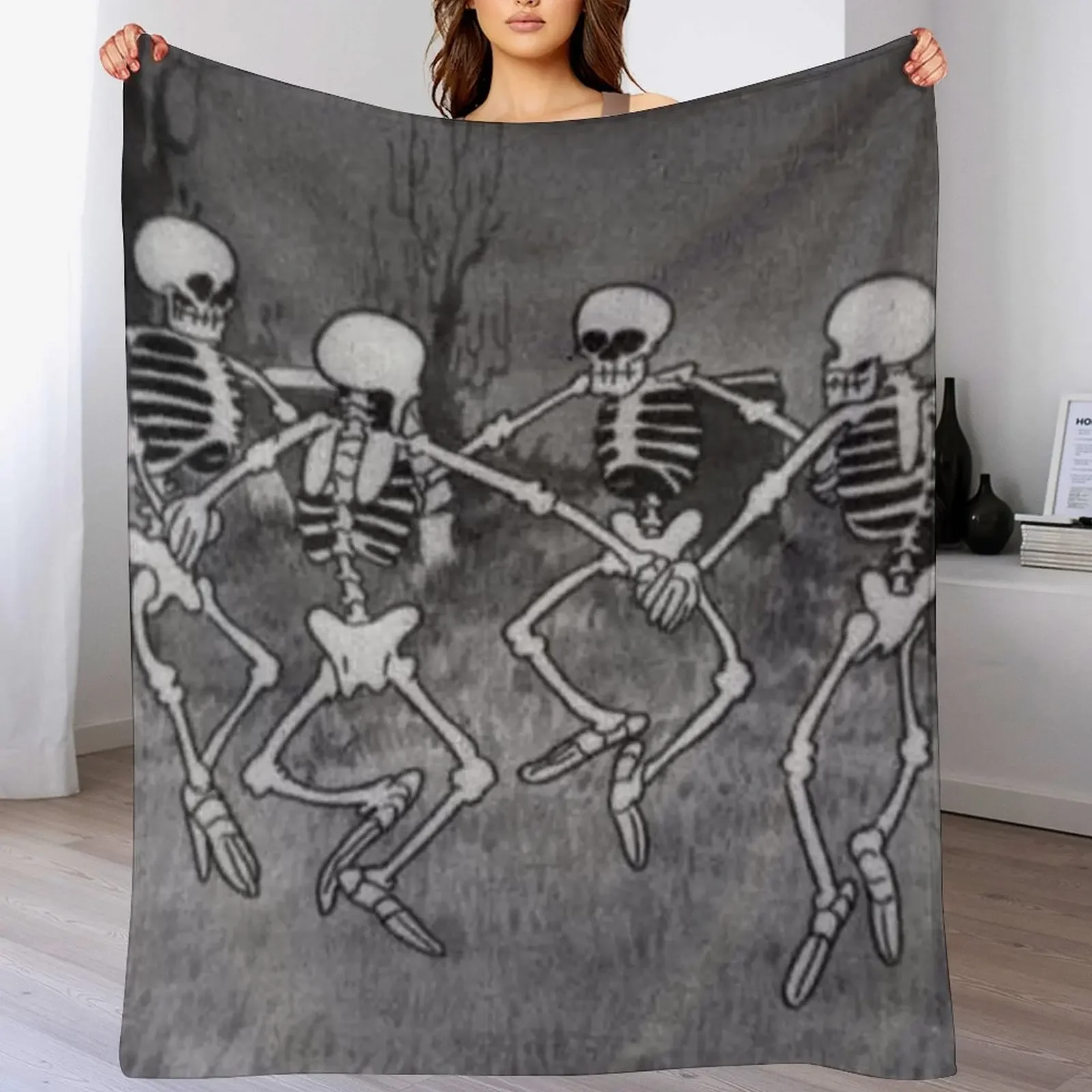 Old Cartoon Dancing Skeletons Throw Blanket Versatile Cozy Throw Blanket for All Occasions