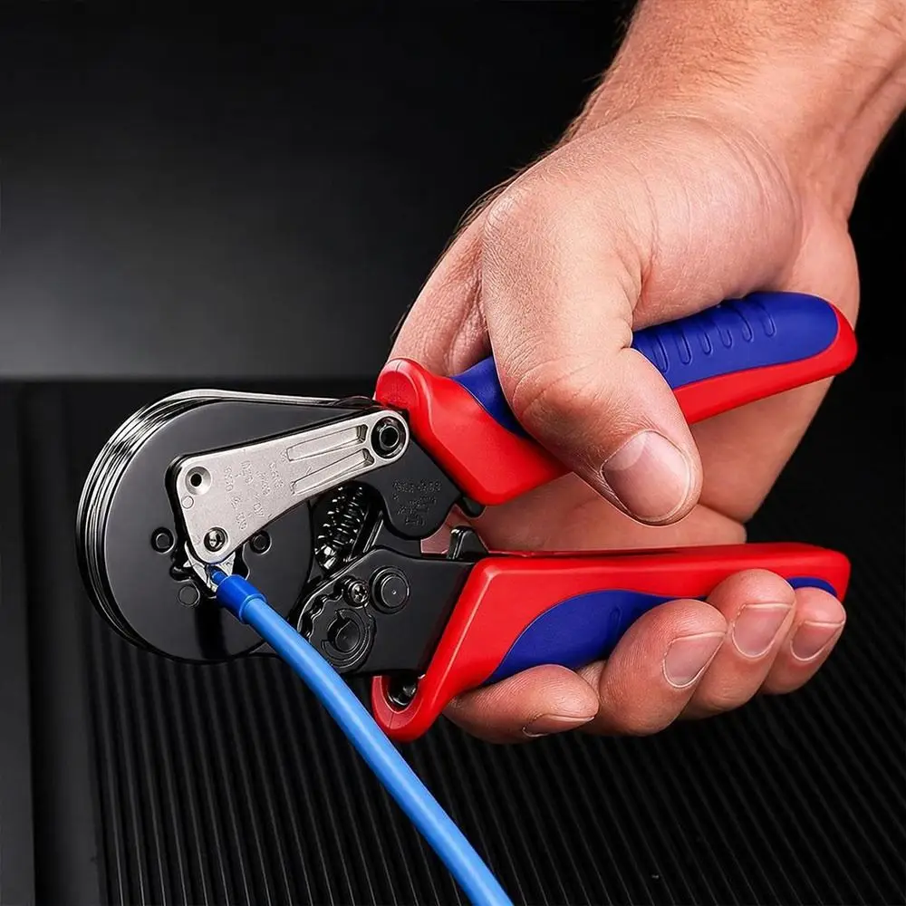 Square Crimp Profile Ferrule Crimping Pliers Adjustable Locator Non-Slip Handles Terminal Crimping Pliers Labor-Saving