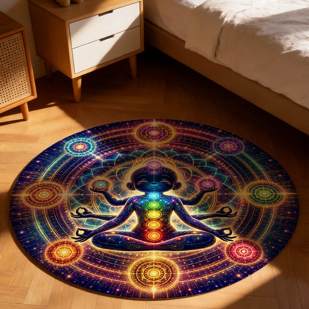 Mandala Yoga Meditation Floor Mat Spiritual Chakra Design Bohemian Bohemian Home Decor Yoga Mat for Meditation Practice