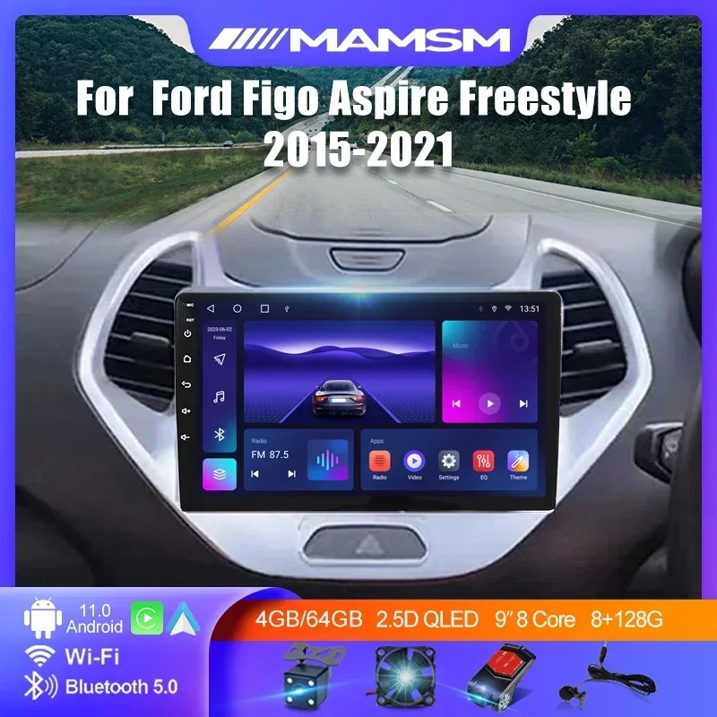 9'' Android 12 Car Gps Navigation Multimedia Player Ford Figo Aspire Freestyle 2015-2021 Voice Control Carplay Auto RDS WIFI 4G