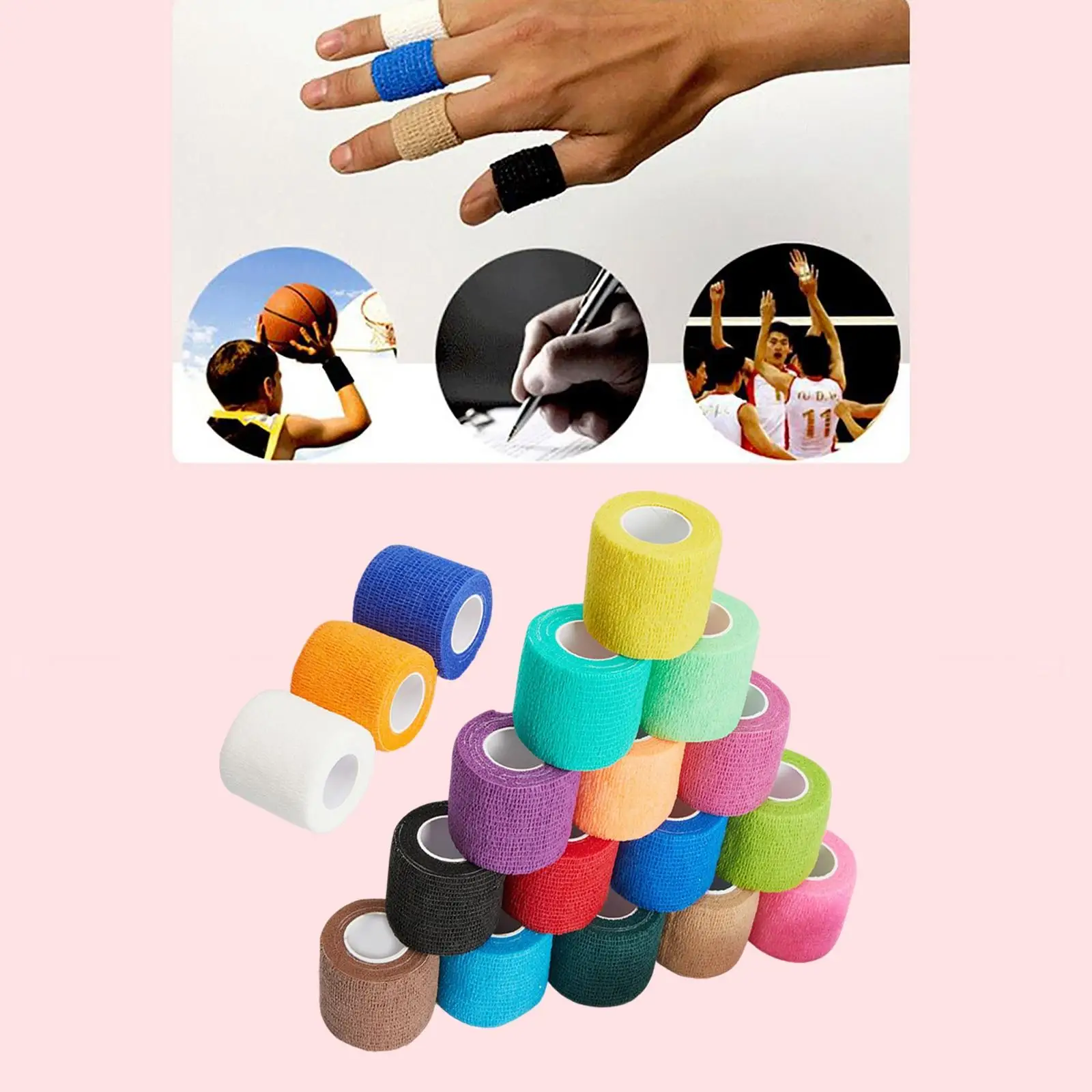 18Pcs Self Adhesive Bandage Vet Tape Cohesive Wrap Elastic Finger Protector