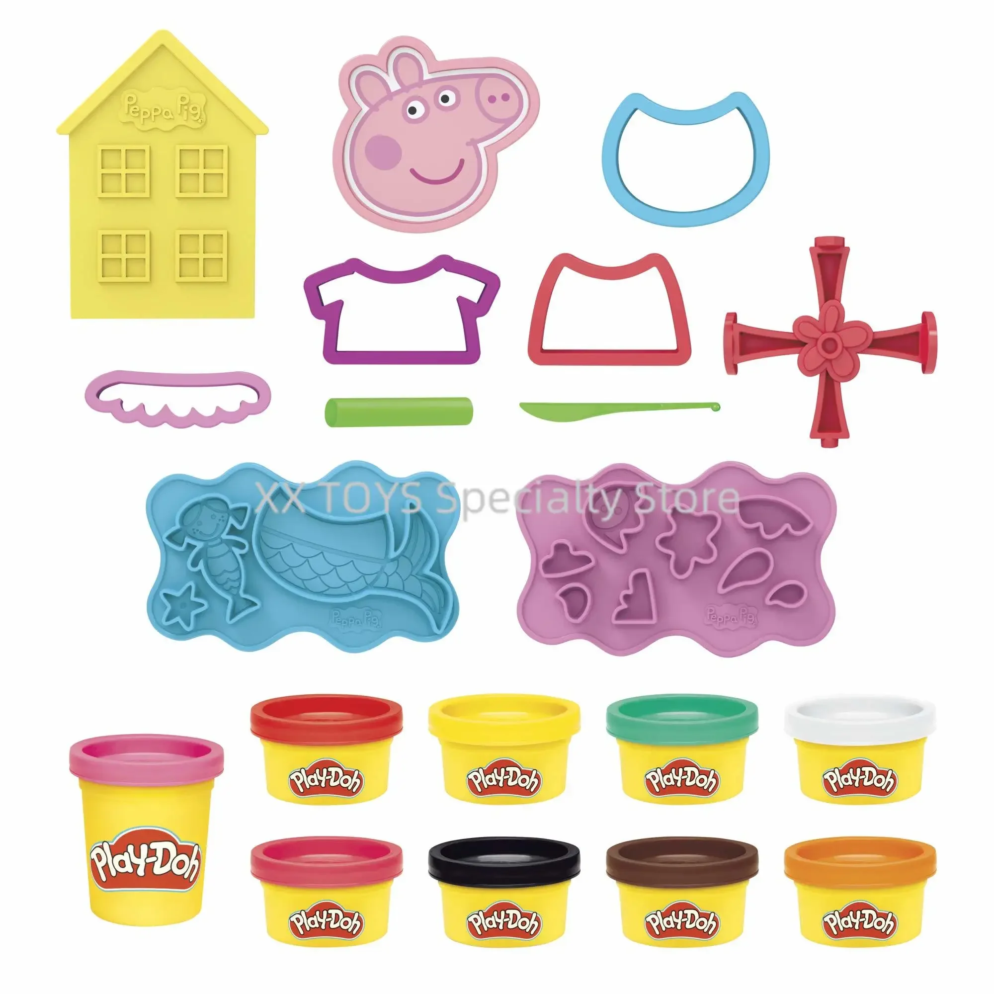 Hasbro Play-Doh Peppa Pig Stylin Set with 9 Non-Toxic Modeling Compound Cans 11 Accessories Children's Creative Educational Toys