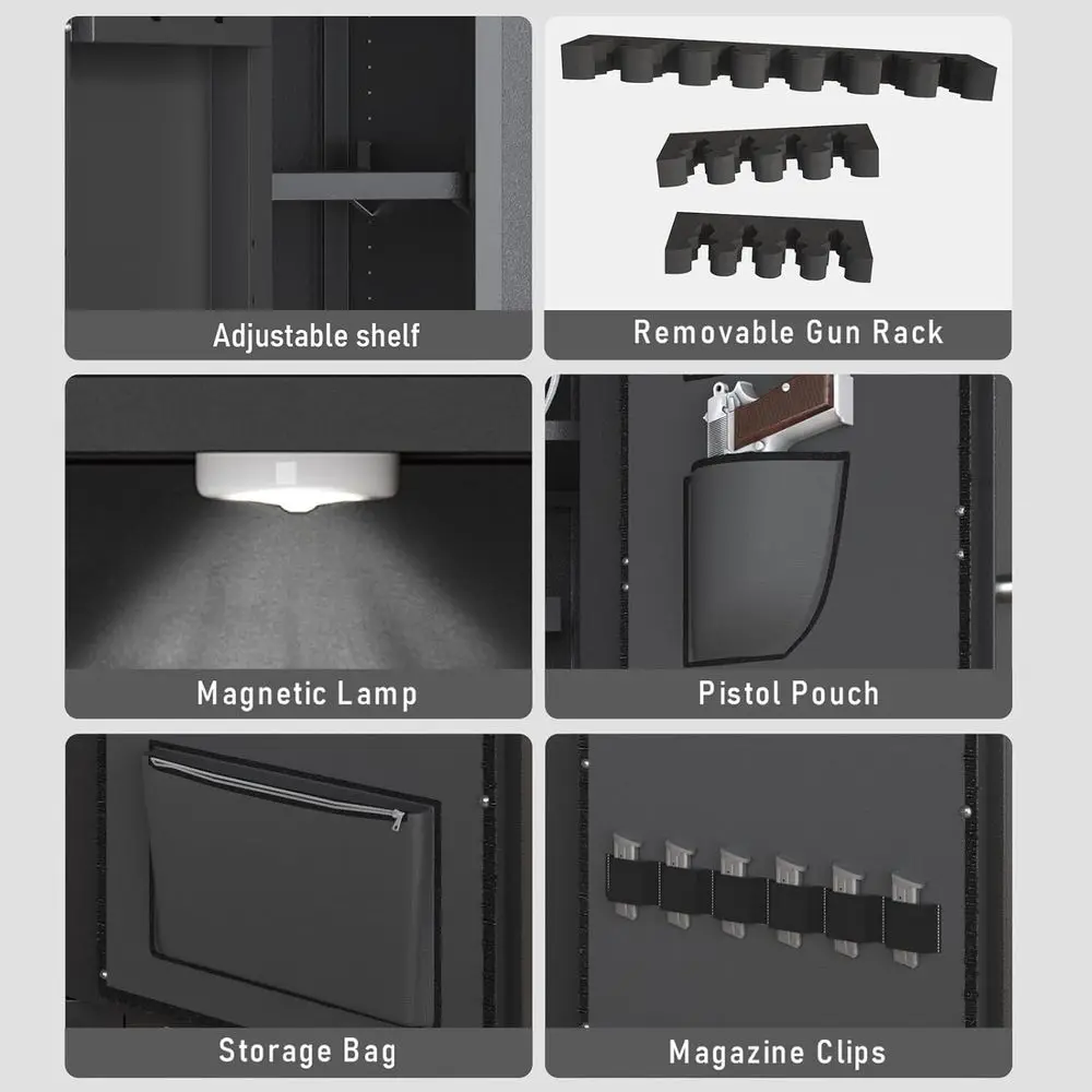 30-40 Capacity Digital Rifle & Pistol Safe with LCD, Gun Rack, Silent Mode & Dual Alarm