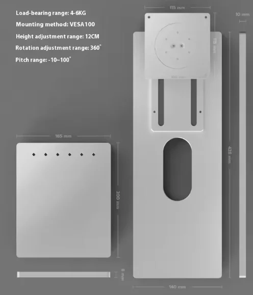 XDR Wind Aluminum Alloy Silver Rotating Lifting Monitor 27/32/34 Inch Bracket Computer Screen VESA Hole 100