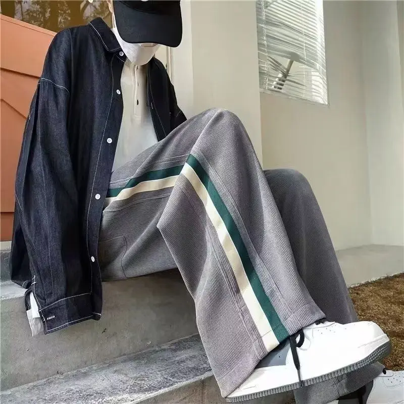 

Sweatpants for Men Corduroy Long Stripe Plus Big Size Trousers Deals Korean Retro Clearance Sale Comfortable Man Sports Pants