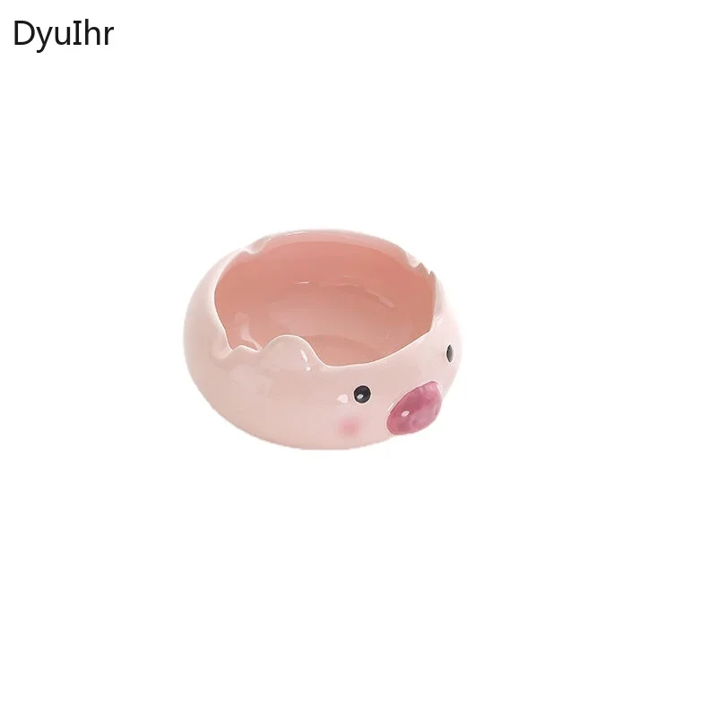 DyuIhr creative cute cartoon small animal ceramic ashtray office desk multifunctional storage decor ceramic crafts pig ashtray