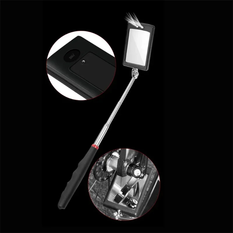 2/4/5PCS Extensible Car Telescopic Detection Lens Round Inspection Mirror 360 Repair Tool Stainless Folding Mirror with Light