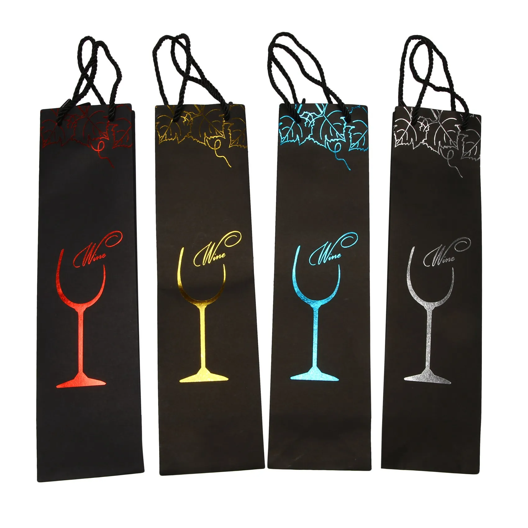 12Pcs Kraft Paper Wine Bags Gift Bag Red Wine Gift Bags Single Bottle Tote Wine Hand Bag Carry Bag Organizer Bags (Random Color)