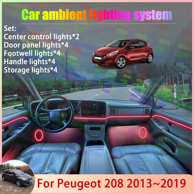 

Для Peugeot 208 A9 MK1 2013 ~ 2019 2014 2015 2016 2/18 в 1 автомобильная атмосферная лампа RGB абажур ансамбль стример атмосферный комплект