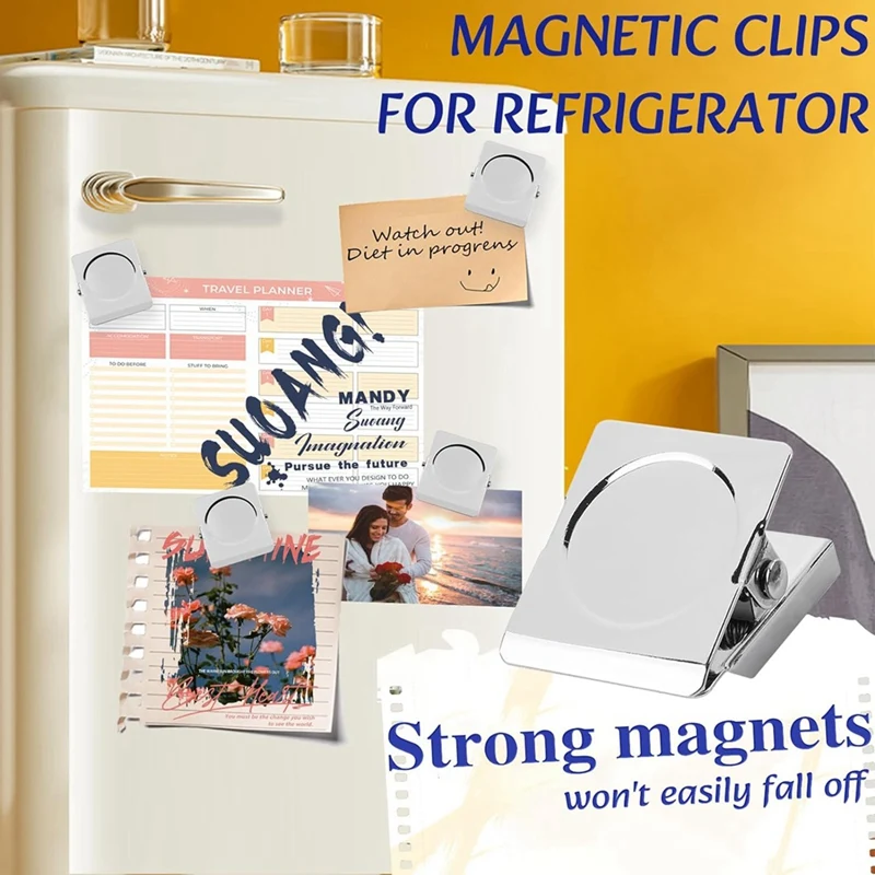 Clip magnetiche da 12 pezzi, come mostrato in metallo per lavagne, frigoriferi, magneti per l'home Office