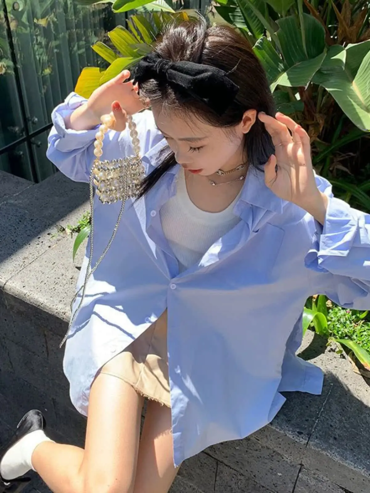 

Женская рубашка с длинным рукавом, весенне-осенняя, новая модель, с защитой от солнца, тонкая, свободного кроя, стильная, для повседневной носки, корейская версия, однотонная