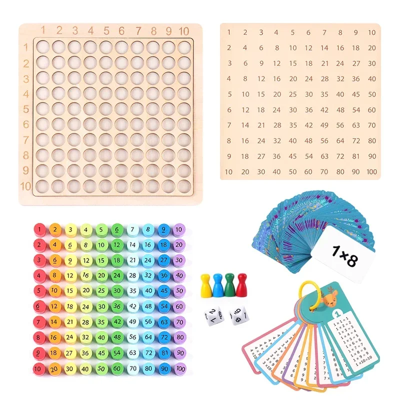 Kids Montessori Educational Wooden Math Toys 99 Multiplication Table Math Arithmetic Teaching Aids for Children Gifts