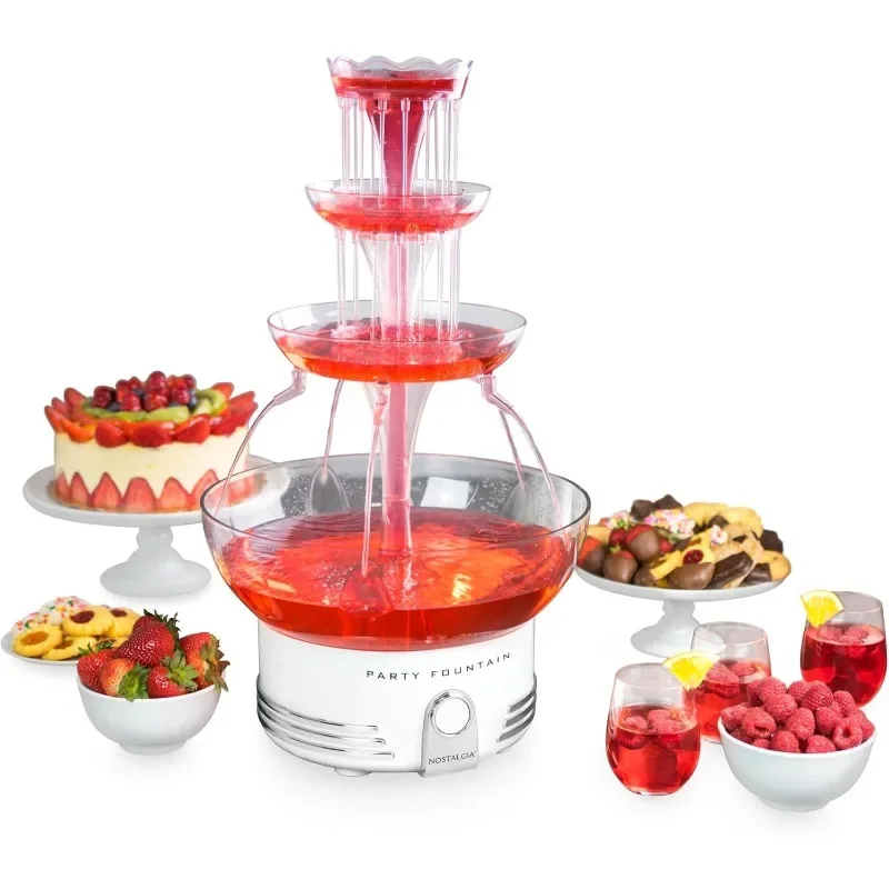 Countertop Retro Lighted Party Beverage Fountain – 1.5 Gallon Capacity, 3-Tiered Cascading Tower with LED Base