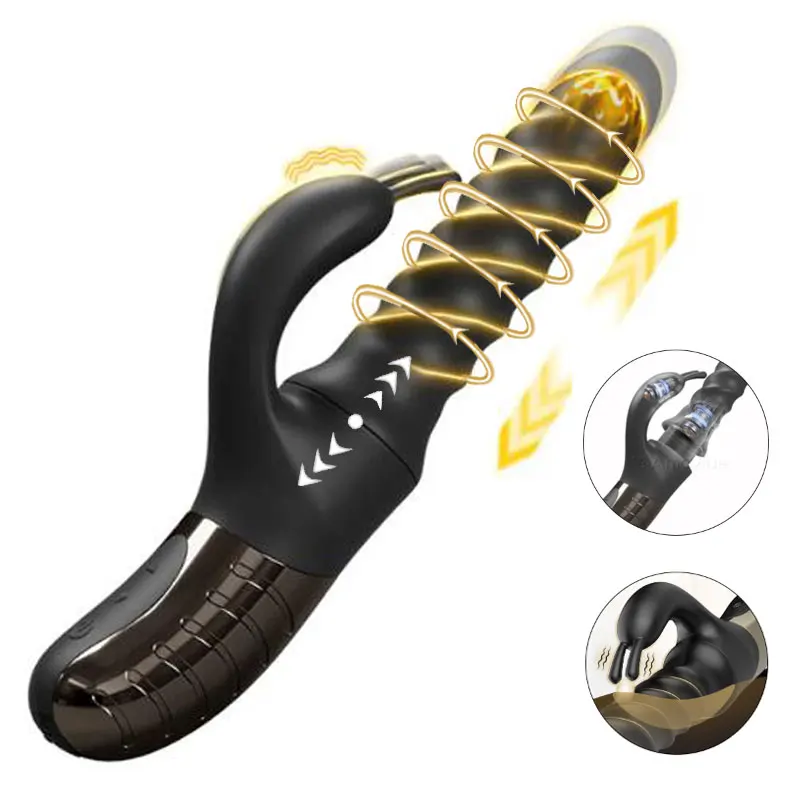 2026 Tornado Swirling G Spot Rabbit Vibrator 360° Rotating Thrusting Female Sex Toys for Clitoral Anal Stimulation Masturbation