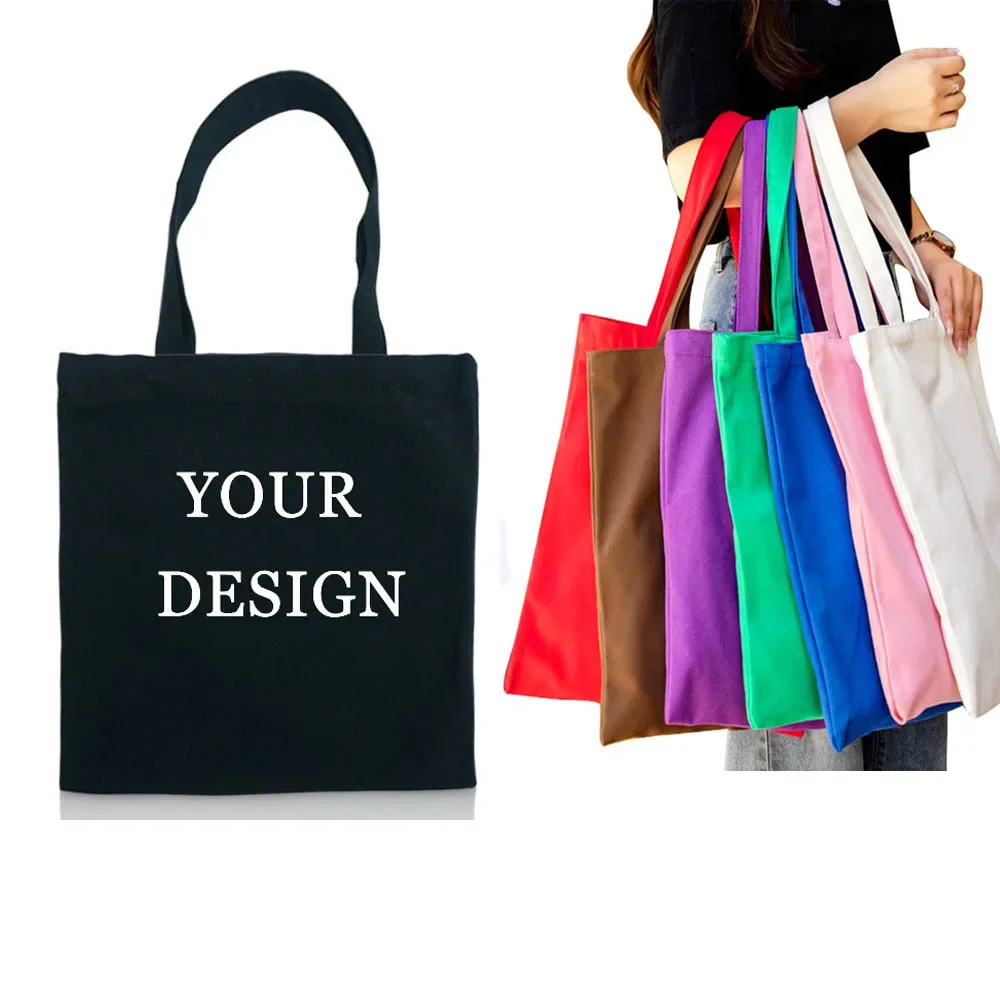 ２Pack Personalization Customized Logo Pictures Name Tote Canvas Bags Tote Bag Print Logo Original Design Personalized Bags