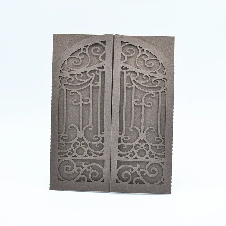 5x7inch Luxury Gold Laser Cut Gate Design Housewarming Party Wedding Invitation Card