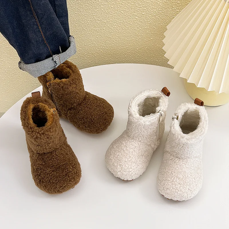 

Winter Children's Snow Boots Composite Wool Warm Lambswool Plush Baby Girls Boots Exquisite Gift Fashion Kids Casual Shoes