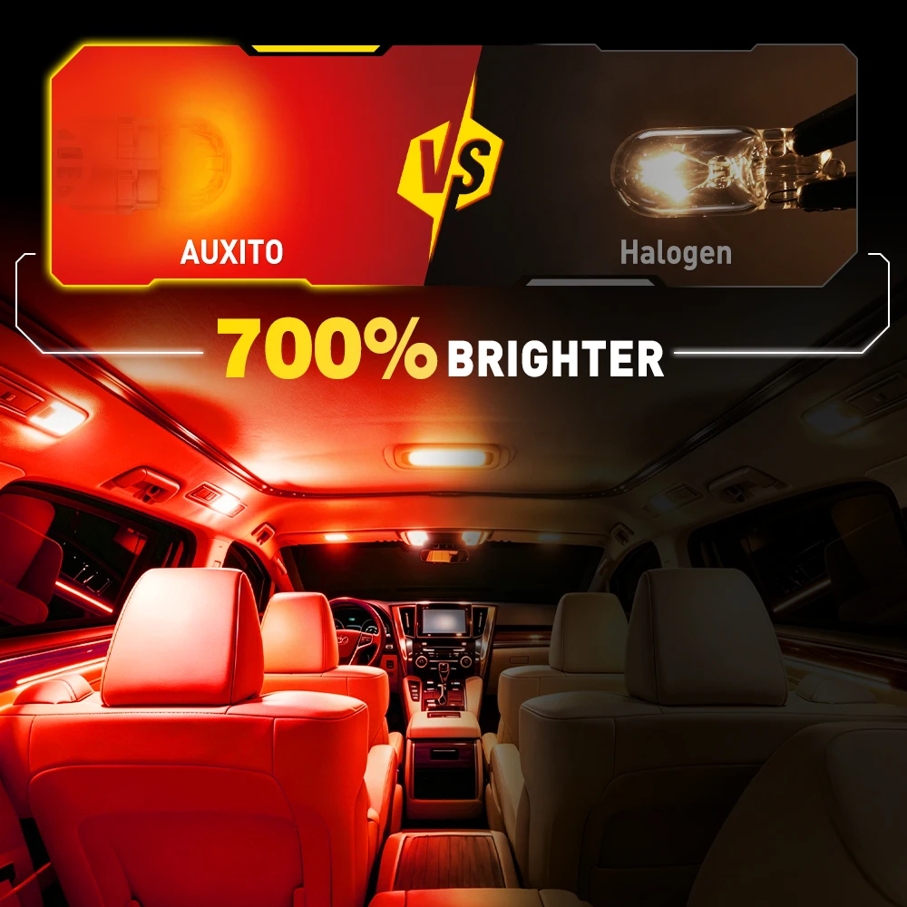 AUXITO 2Pcs 194 W5W T10 LED Bulbs Red White Yellow Car Replacement Interior Light Parking Position License Plate Lamp High Power