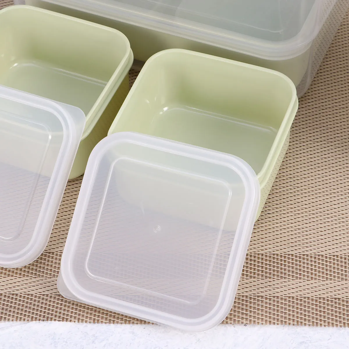 

6pcs Food Containers Leak Proof BPA Free Storage Boxes for Crisper Grains Snacks Beans Soup 4 Small 1 Big Square Box