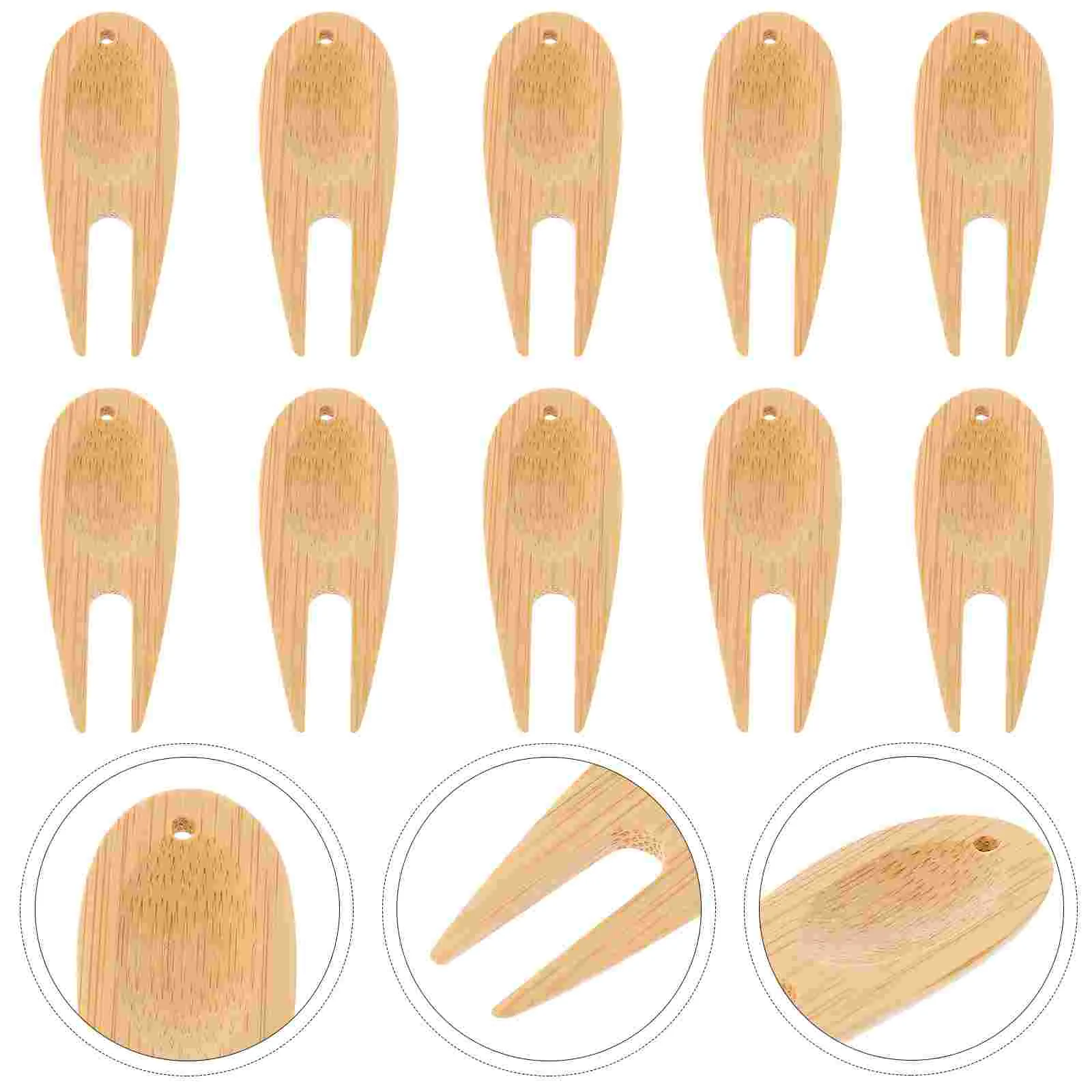 10 Pcs Green Bamboo Fork Golfs Lawn Fixed Accessories Divot Fixing Tool Device Repairing Grass