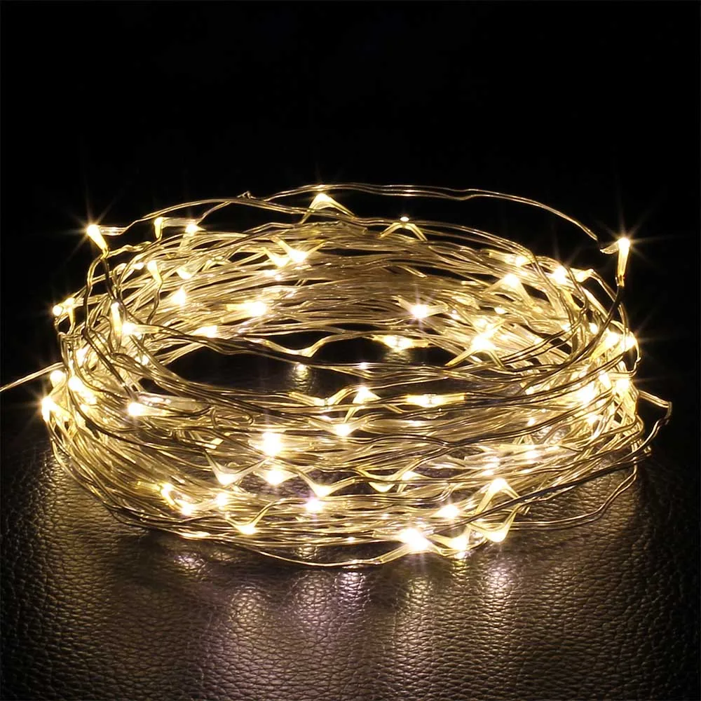 USB ou pilhas LED Lights Chain, Fio de cobre, Fairy Light para o Natal, Festa de casamento, 2m, 3m, 5m, 10m