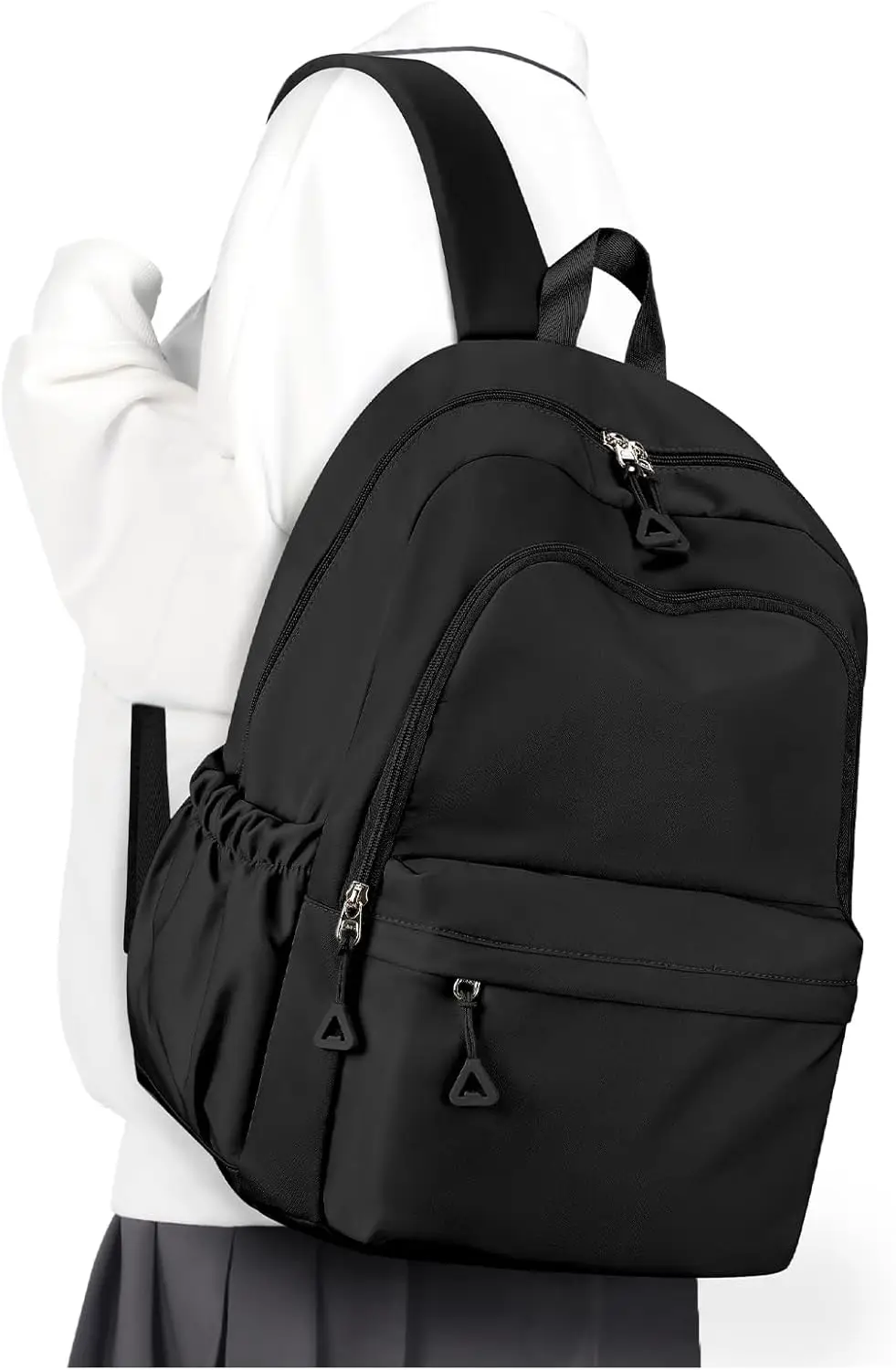 

Waterproof Lightweight School Backpack for Teens, Travel Daypack Fits 14 Inch Laptop, Simple Cute Design in Black
