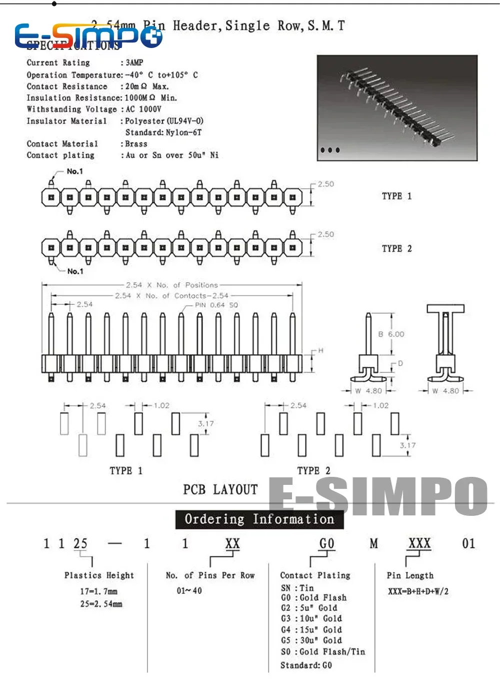 10pcs 2.54mm Pin 1X40P R1 R2 Right Angle SMD SMT Board Spacer Single Row Gold PCB Male Berg Strip Pin Header Connector