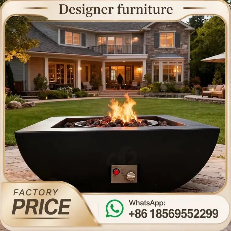 Custom Outdoor Gas Fire Pit Table Steel Patio Furniture For Backyard Garden Heating
