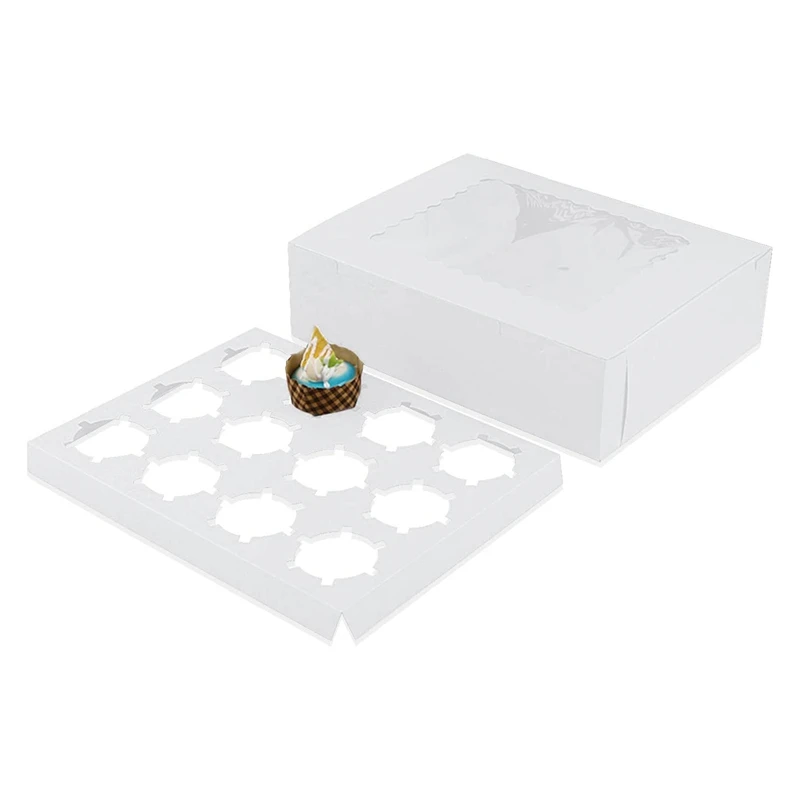 HOT SALE 10 Pack Cupcake Boxes,Cupcake Containers With 12 Removable Inserts And Display Windows Cupcake Holders For Muffins