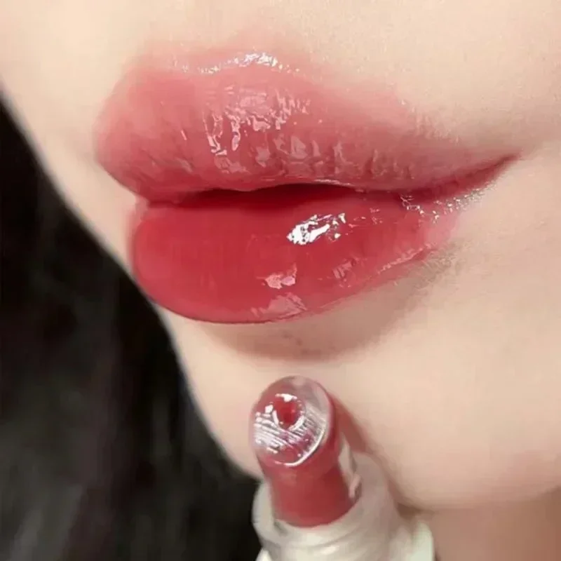 Glossy Mirror Tea Red Liquid Lipstick Crystal-frozen Glossy Lip Glaze Waterproof Long Lasting Lip Gloss Doodle Lip trucco coreano