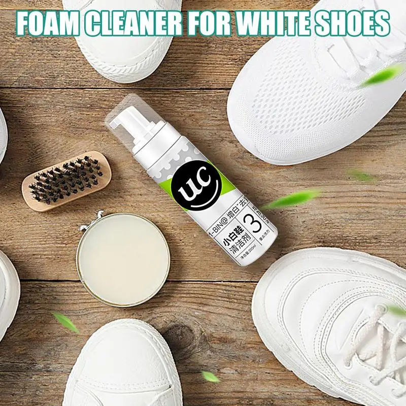 Sneaker Whitener 200ml Foam Sneaker Shoes White Cleansing Polishing Foam Deep Cleaning Water-Free Washable Shoe Cleaner Foam