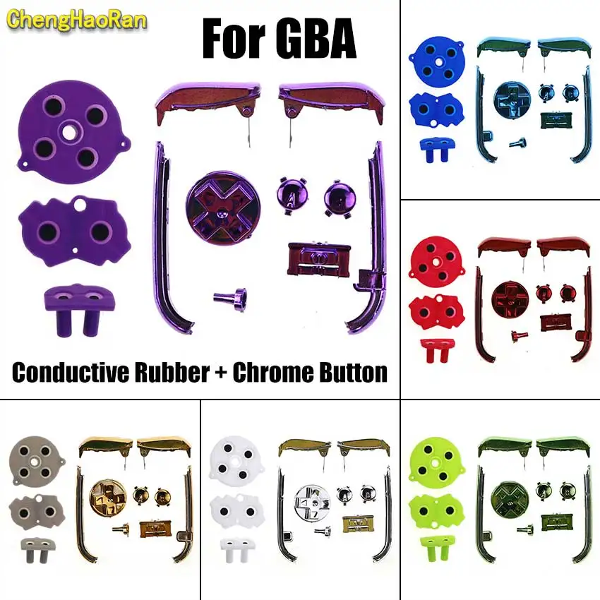 

1Set For Gameboy Advance GBA Replacement Silicone Conductive Rubber & Colorful Chrome D Pads L R A B Keypads Power ON OFF Button
